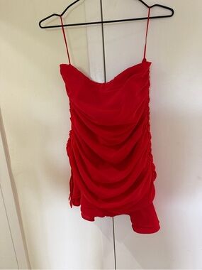 Red Draped Tube Mini Dress